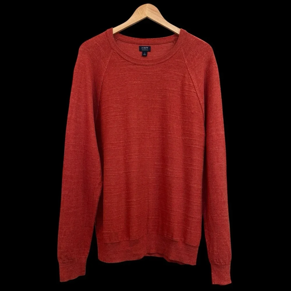 J. Crew‎ Burnt Orange Rust Crewneck 100% Cotton Pullover Sweater Men Size L #229